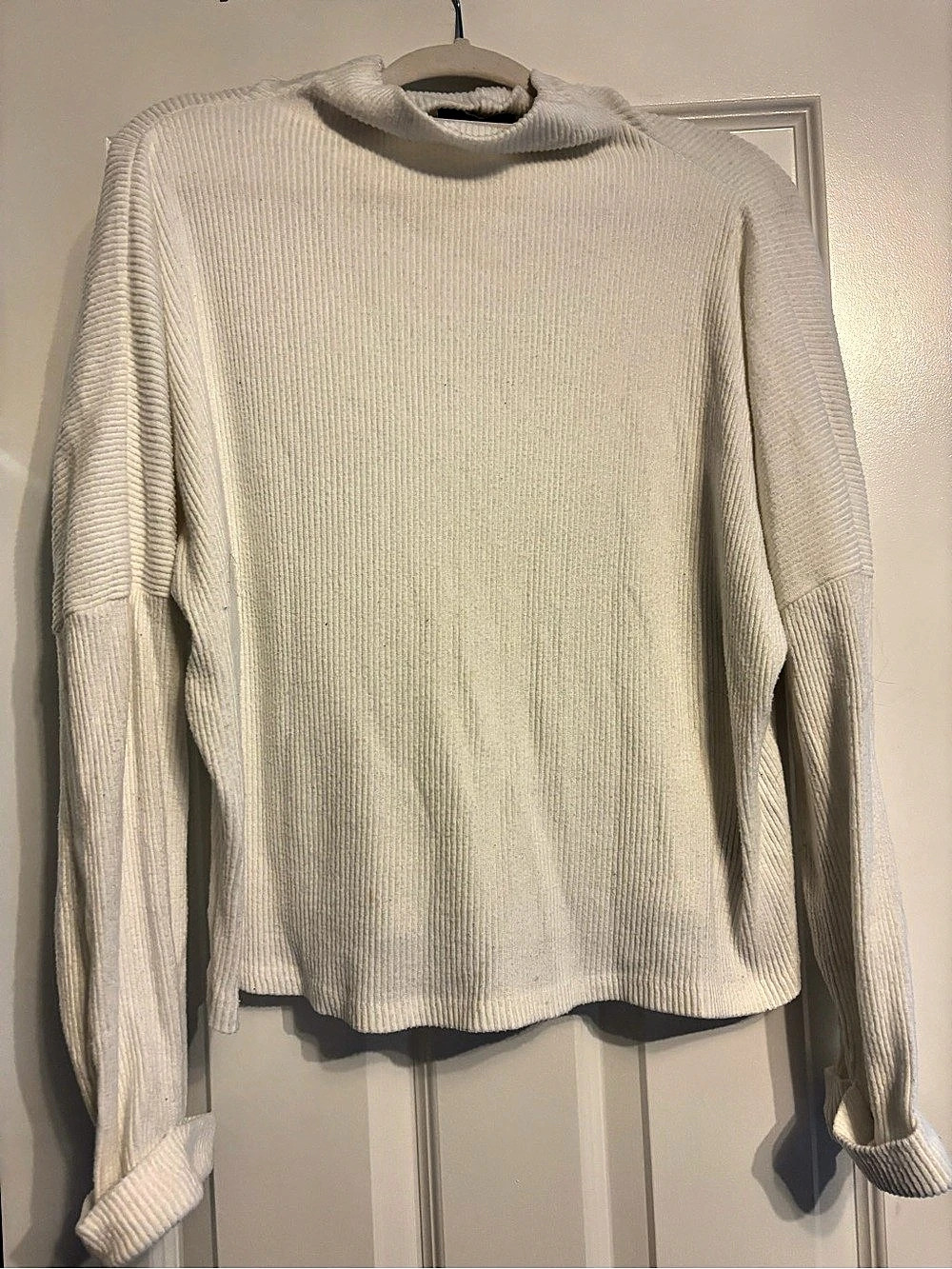Primark Ribbed Turtleneck Sweater in White Size XL